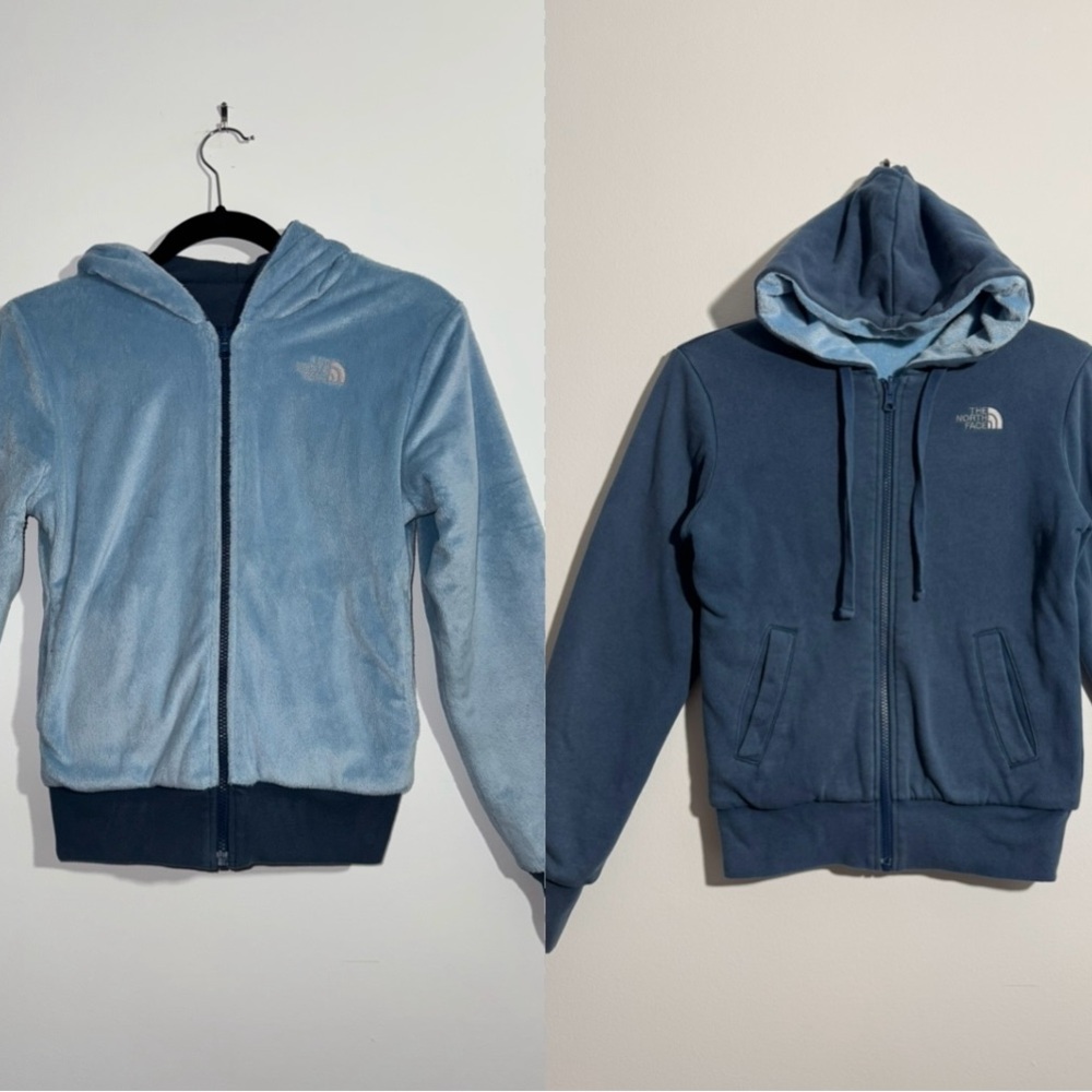 The North Face Reversible Fleece Hoodie Blue and Light Blue Women’s XS